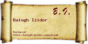 Balogh Izidor névjegykártya
